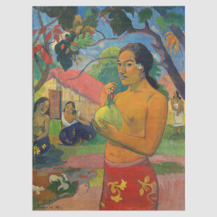 Papier Mousseline Paul Gauguin - Une femme tenant un fruit