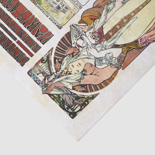 Papier Mousseline Pavillon d'Autrichien d'Alfons Mucha 1900 (Détail)