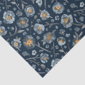 Papier Mousseline Pavot bleu floral modèle cadeau (Détail)