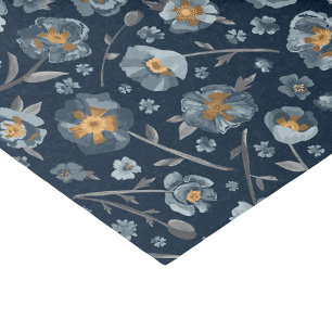 Papier Mousseline Pavot bleu floral modèle cadeau