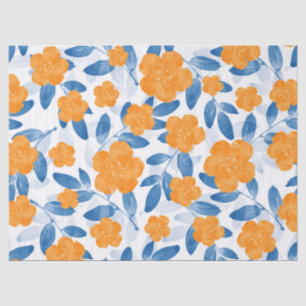 Papier Mousseline Pavot d'aquarelle et Motif Feuille