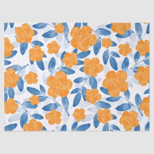 Papier Mousseline Pavot d'aquarelle et Motif Feuille (Recto)