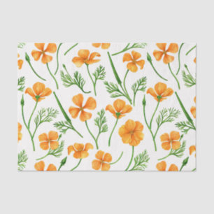 Papier Mousseline Pavot de Californie, fleurs d'été, orange wil
