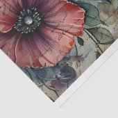 Papier Mousseline Pavot rouge vintage et aquarelle papillon (Détail)