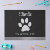 Papier Mousseline Paw Chien Argent sur arrière - plan noir (Artisanat)