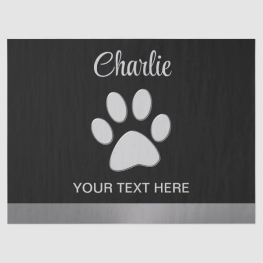 Papier Mousseline Paw Chien Argent sur arrière - plan noir (Recto)