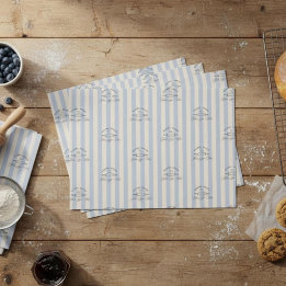 Papier Mousseline Pays Bleu Rayé Logo Boulangerie Entreprise