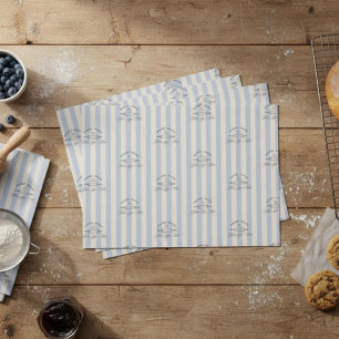 Papier Mousseline Pays Bleu Rayé Logo Boulangerie Entreprise