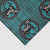 Papier Mousseline Pays de l'Ouest équestre Turquoise Cheval noir (Détail)