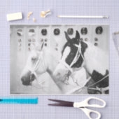 Papier Mousseline Pays des chevaux Occident noir et blanc rustique (Artisanat)