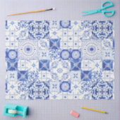 Papier Mousseline Pays Français Ferme Bleu Blanc Carrelage Découpage (Artisanat)