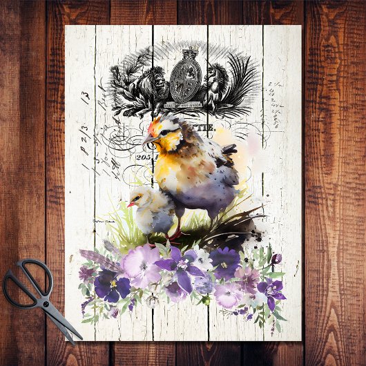 Papier Mousseline Pays Français Floral Cornouailles Poulet