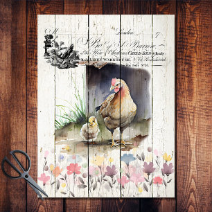 Papier Mousseline Pays Français Floral Plymouth Rock Poulets
