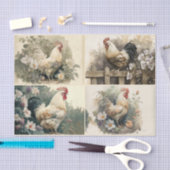 Papier Mousseline Pays français Poulets (Artisanat)