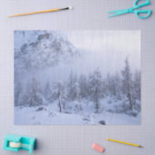 Papier Mousseline Pays merveilleux d'hiver, brouillard, forêt d'épin (Artisanat)