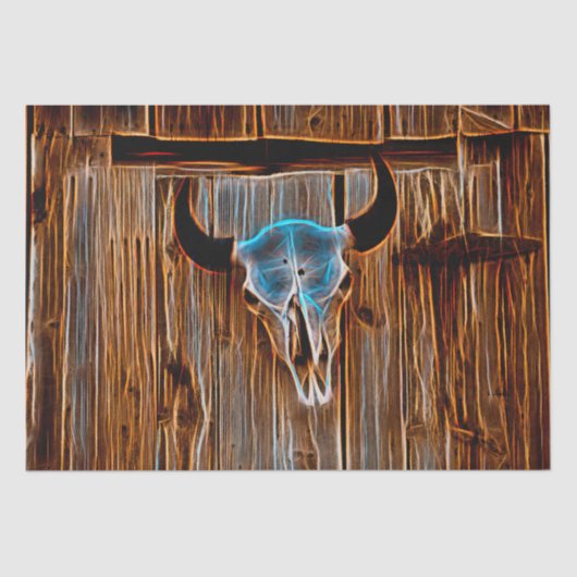 Papier Mousseline Pays Russe Western Bull Skull Surreal Art (Recto)