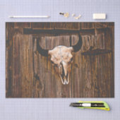 Papier Mousseline Pays Rustic Dark Brown Taureau crâne Surreal Art (Artisanat)