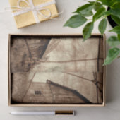 Papier Mousseline Pays Rustique Sepia Grange Texture Vintage (Cadeau)