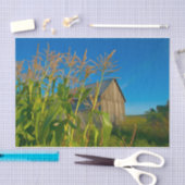 Papier Mousseline Pays Rustique Vielle Grange Bleue Ferme verte (Artisanat)