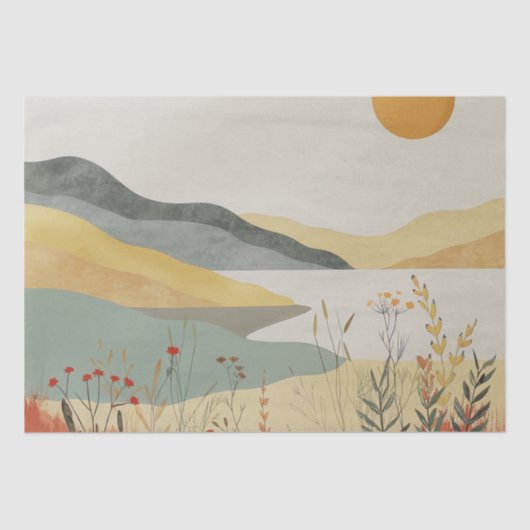 Papier Mousseline Paysage Abstrait de Boho (25) (Recto)
