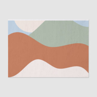 Papier Mousseline Paysage Abstrait - Terracotta, Sage & Sky Bl