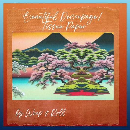 Papier Mousseline Paysage Asiatique Paysage Fleurs de cerisiers Arbr
