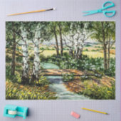 Papier Mousseline Paysage boisé du printemps (Artisanat)