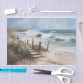 Papier Mousseline Paysage Côtier Vue Paysage Peinture Découpage (Artisanat)