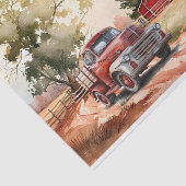 Papier Mousseline Paysage de camion de ferme Red Barn (Détail)