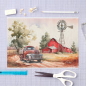 Papier Mousseline Paysage de camion de ferme Red Barn (Artisanat)