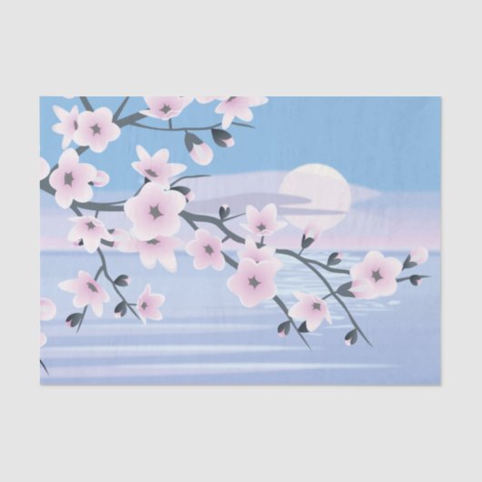 Papier Mousseline Paysage de la mer de Cherry Blossom (Recto)