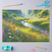 Papier Mousseline Paysage de la prairie fleur sauvage (Artisanat)