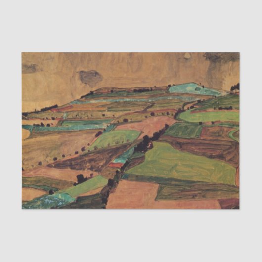 Papier Mousseline Paysage de terrain par Egon Schiele (Recto)