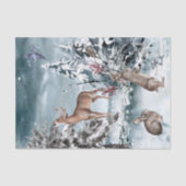 Papier Mousseline Paysage des cerfs et des lapins d'hiver Aquarelle (Recto)