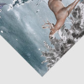 Papier Mousseline Paysage des cerfs et des lapins d'hiver Aquarelle (Détail)