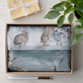 Papier Mousseline Paysage des cerfs et des lapins d'hiver Aquarelle (Cadeau)