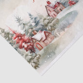 Papier Mousseline Paysage des pins rouges et verts de Noël (Détail)