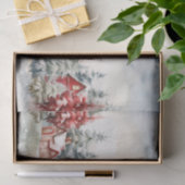 Papier Mousseline Paysage des pins rouges et verts de Noël (Cadeau)