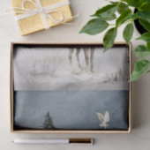 Papier Mousseline Paysage d'hiver Aquarelle Wolf Moose Scene (Cadeau)