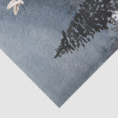 Papier Mousseline Paysage d'hiver Aquarelle Wolf Moose Scene (Détail)