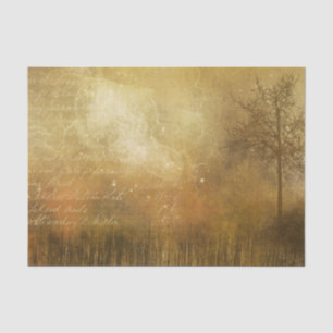 Papier Mousseline Paysage doré victorien surréaliste avec écriture