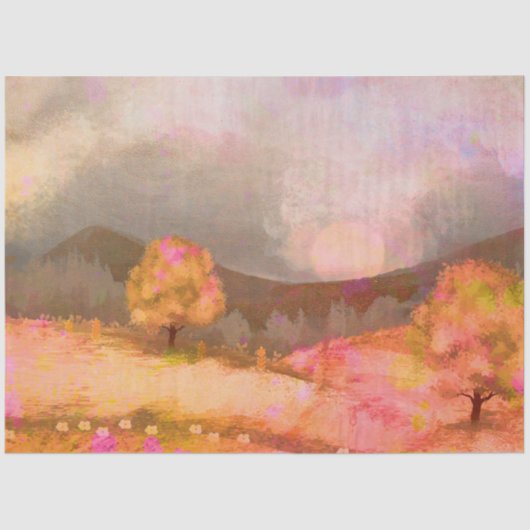 Papier Mousseline Paysage Dreamy Rose Orange (Recto)