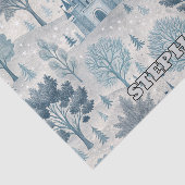 Papier Mousseline Paysage du château d'hiver en bleu et gris (Détail)