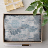 Papier Mousseline Paysage du château d'hiver en bleu et gris (Cadeau)