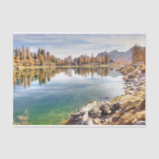 Papier Mousseline Paysage du lac Federa - Lago Federa, Italie (Recto)