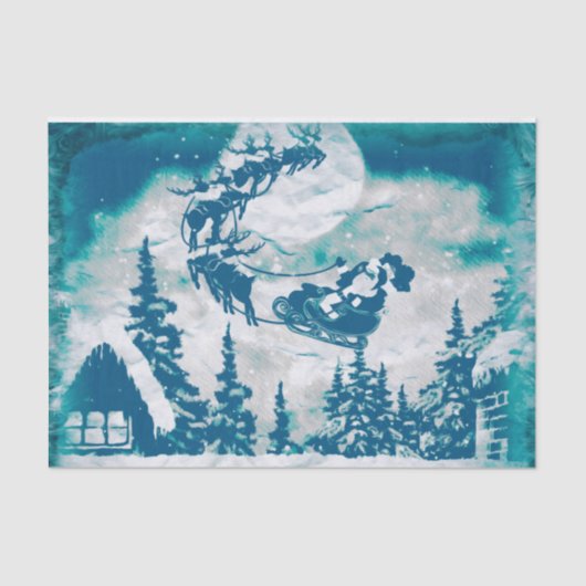 Papier Mousseline Paysage du Père Noël Reindeer (Recto)