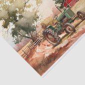 Papier Mousseline Paysage du tracteur de ferme Red Barn (Détail)