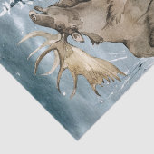 Papier Mousseline Paysage hivernal Aquarelle Moose (Détail)