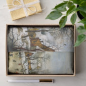 Papier Mousseline Paysage hivernal avec patineurs de glace, Découpag (Cadeau)