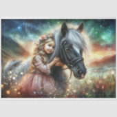 Papier Mousseline Paysage Magique Fille Avec Découpage Cheval (Recto)